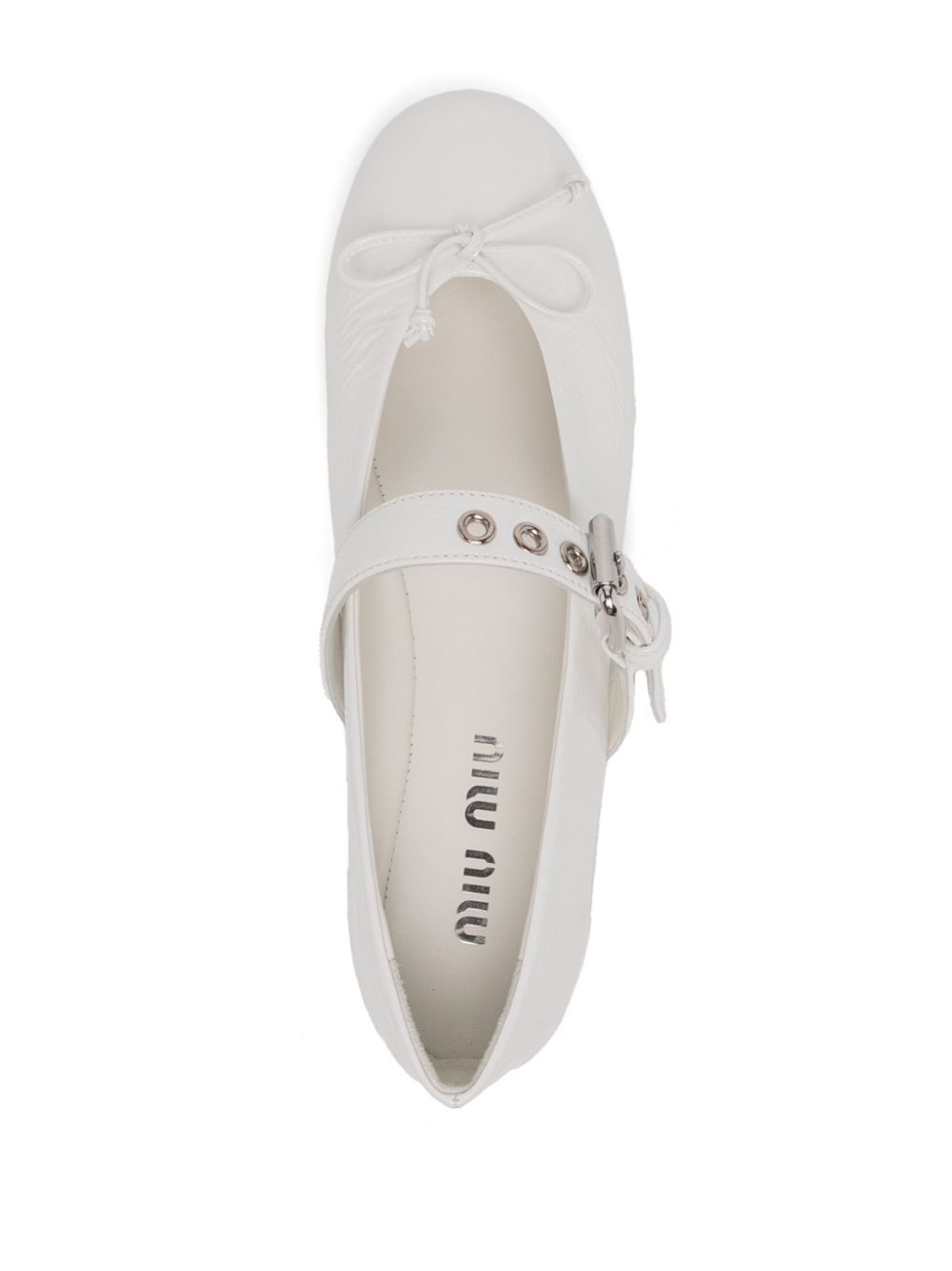 Miu bow detail ballerina shoes White