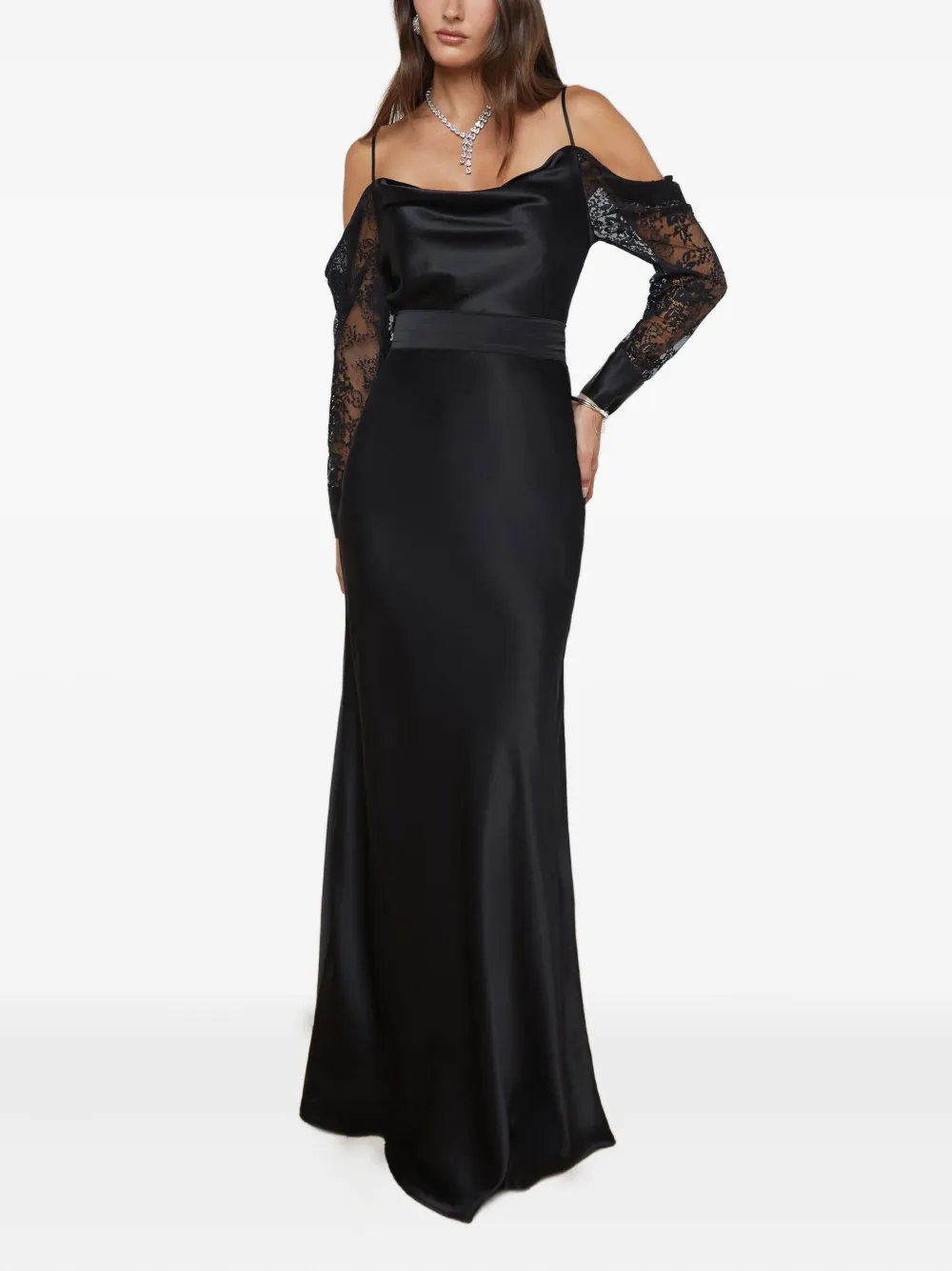 L'Agence Ryker maxi-rok met tailleband - Zwart