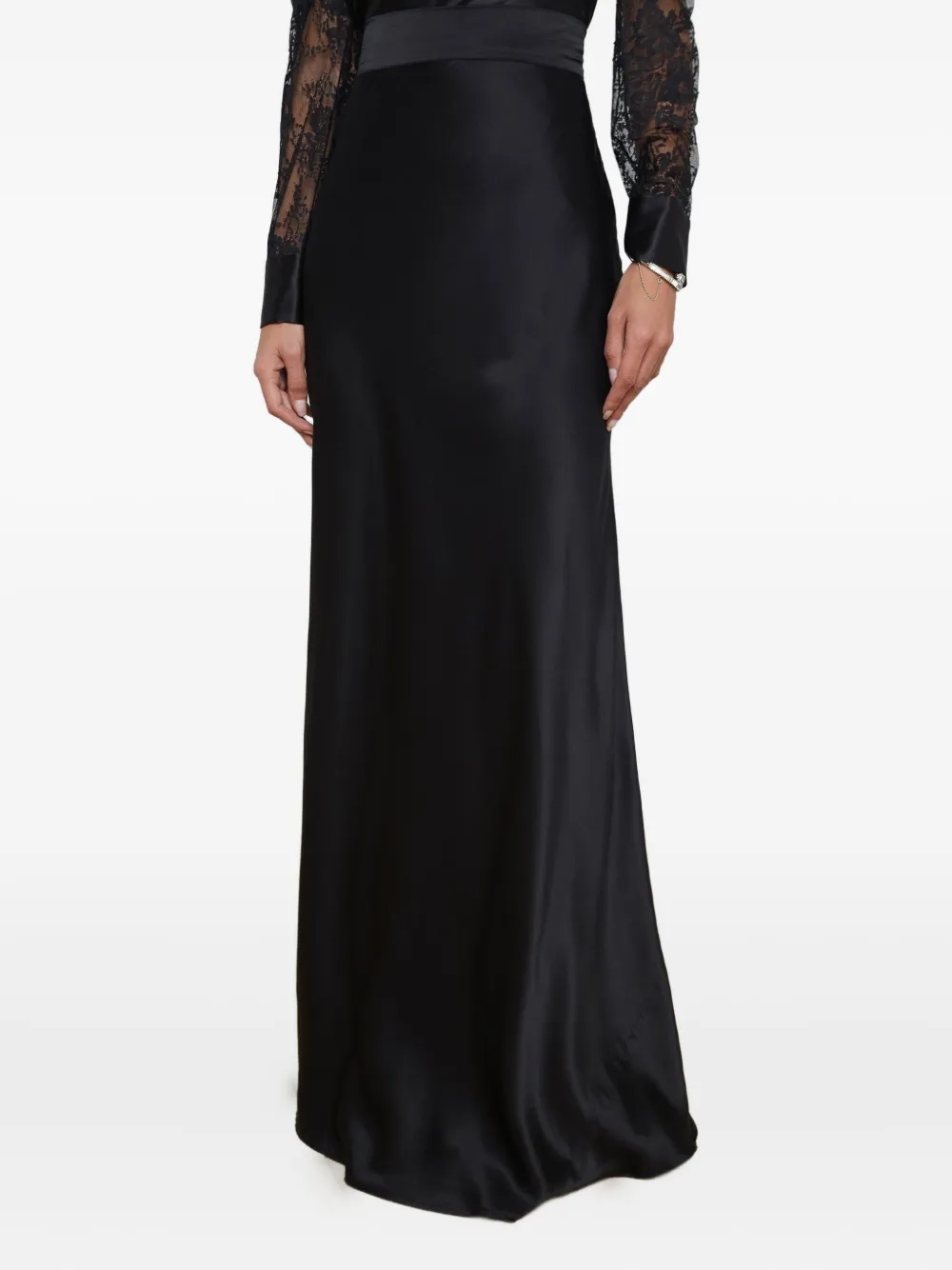 L'Agence Ryker maxi-rok met tailleband Zwart