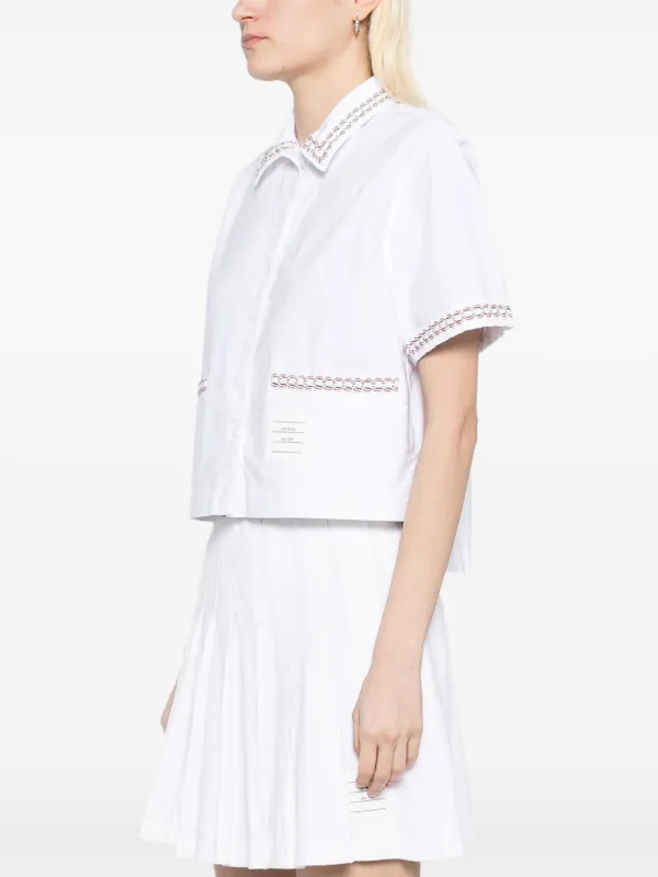 Thom Browne drop-back Cropped Shirt | White | FARFETCH