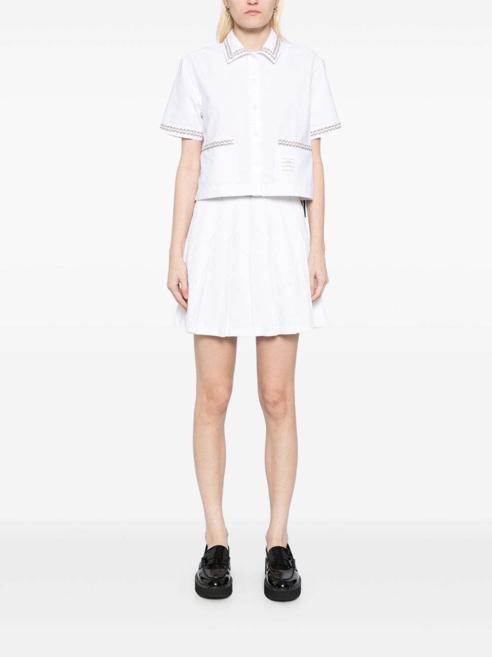 Thom Browne Cropped blouse met verlaagde rug - Wit