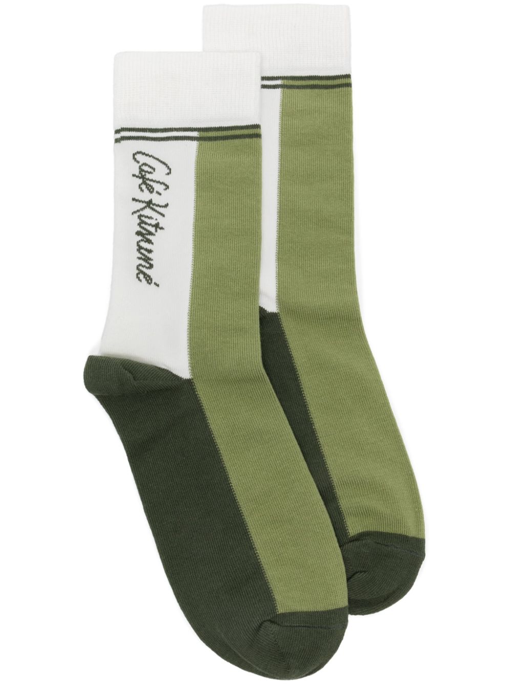 CAFÉ KITSUNÉ colour-block socks - Green