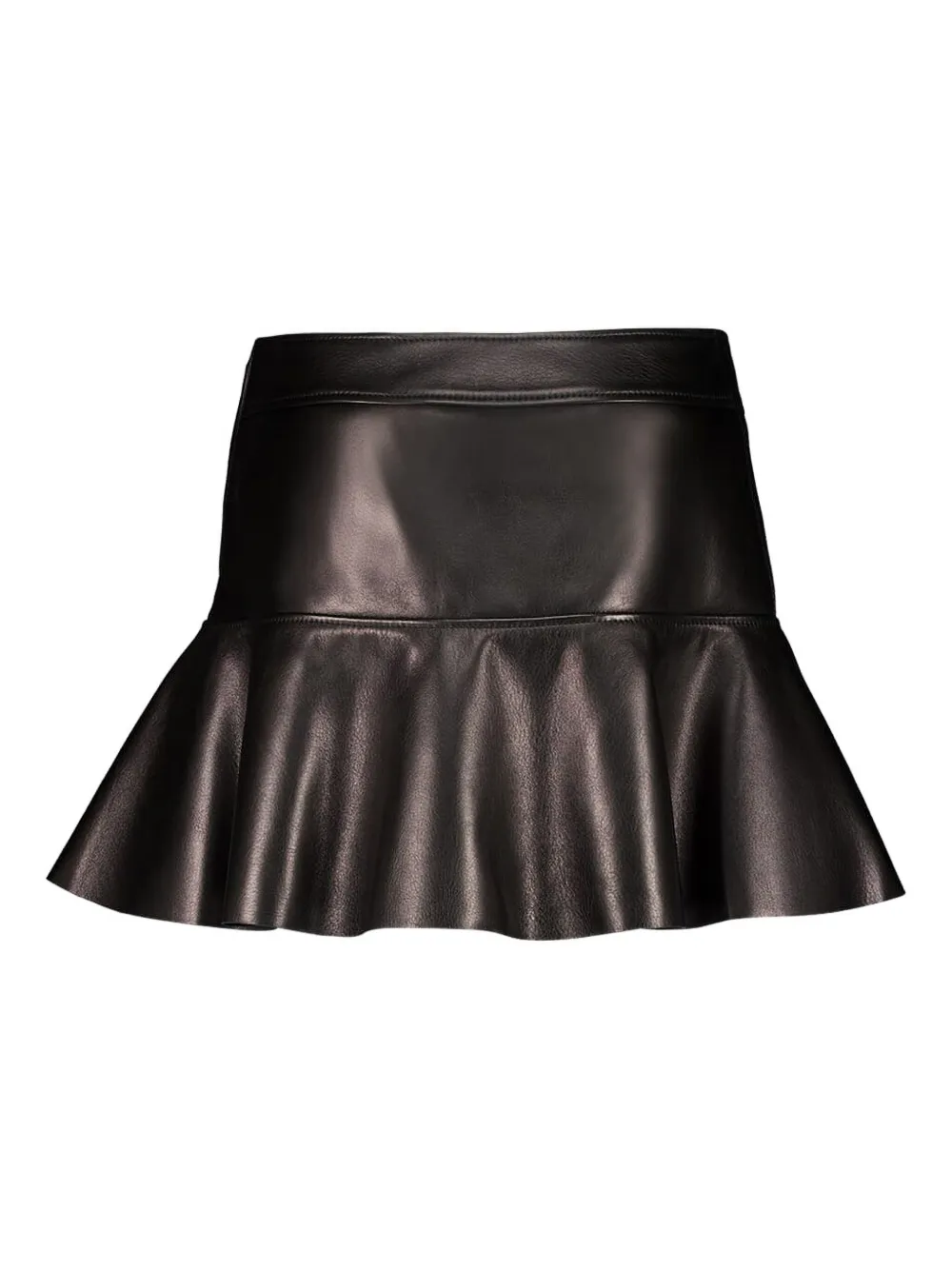 leather ruffled mini skirt