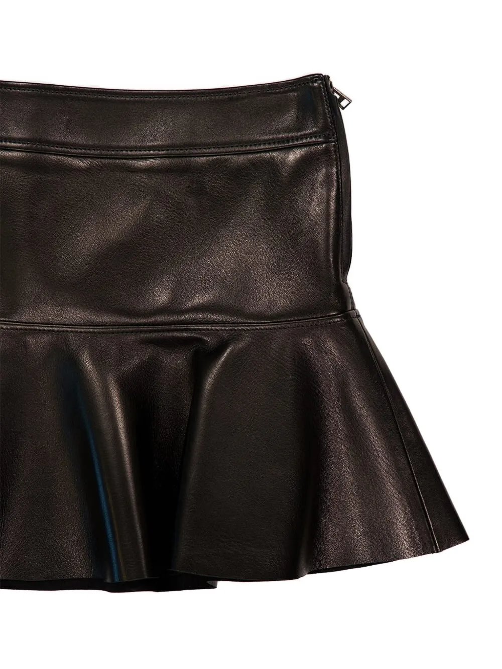 TOM FORD leather ruffled mini skirt Zwart