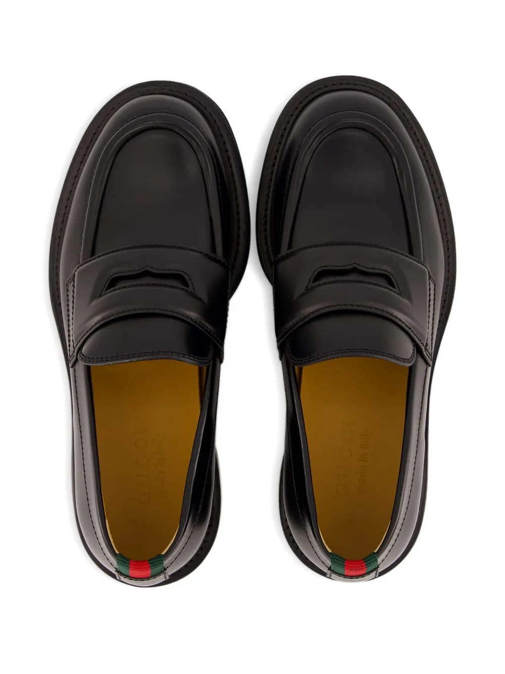 Gucci Leren loafers met Web-detail Zwart