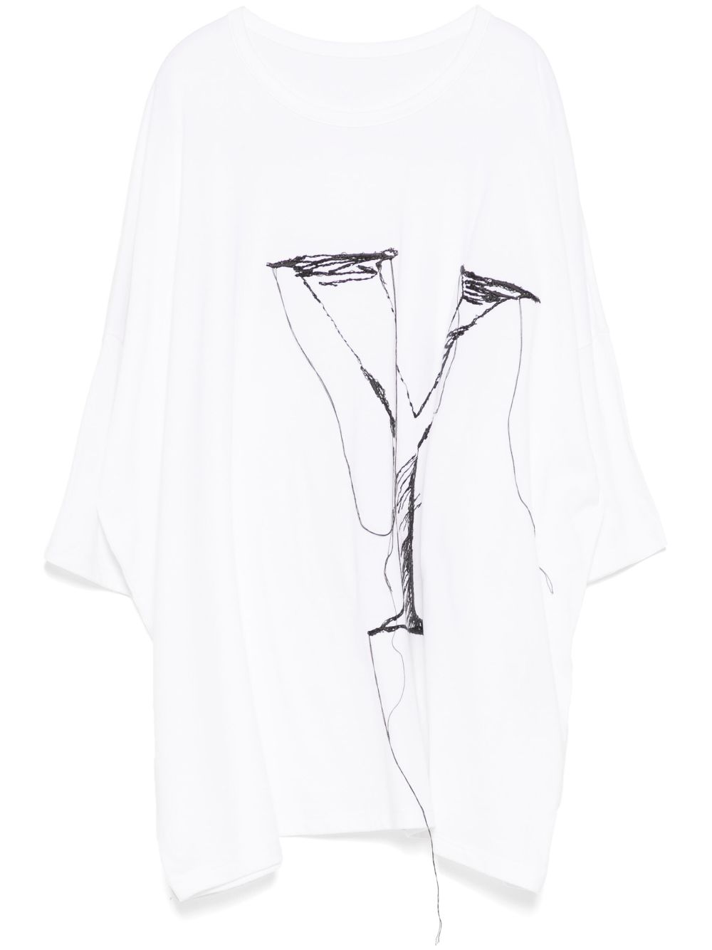 Y's embroidered logo T-shirt - White