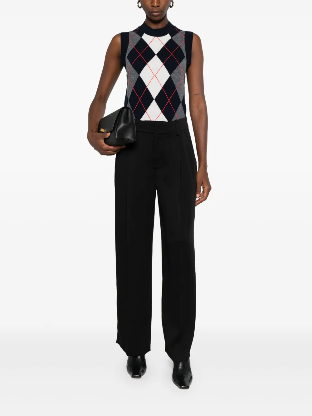 Vince Pantalon met geplooid detail Zwart