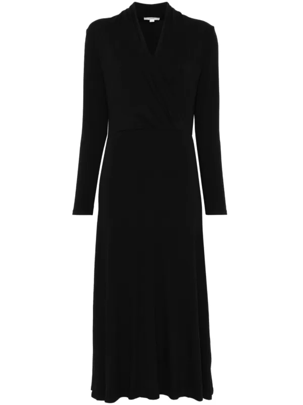 knee length dresses for ladies Moonrise Off-Shoulder Crossover Neckline Long Sleeve Ruched Dress Blac  Selfie Leslie