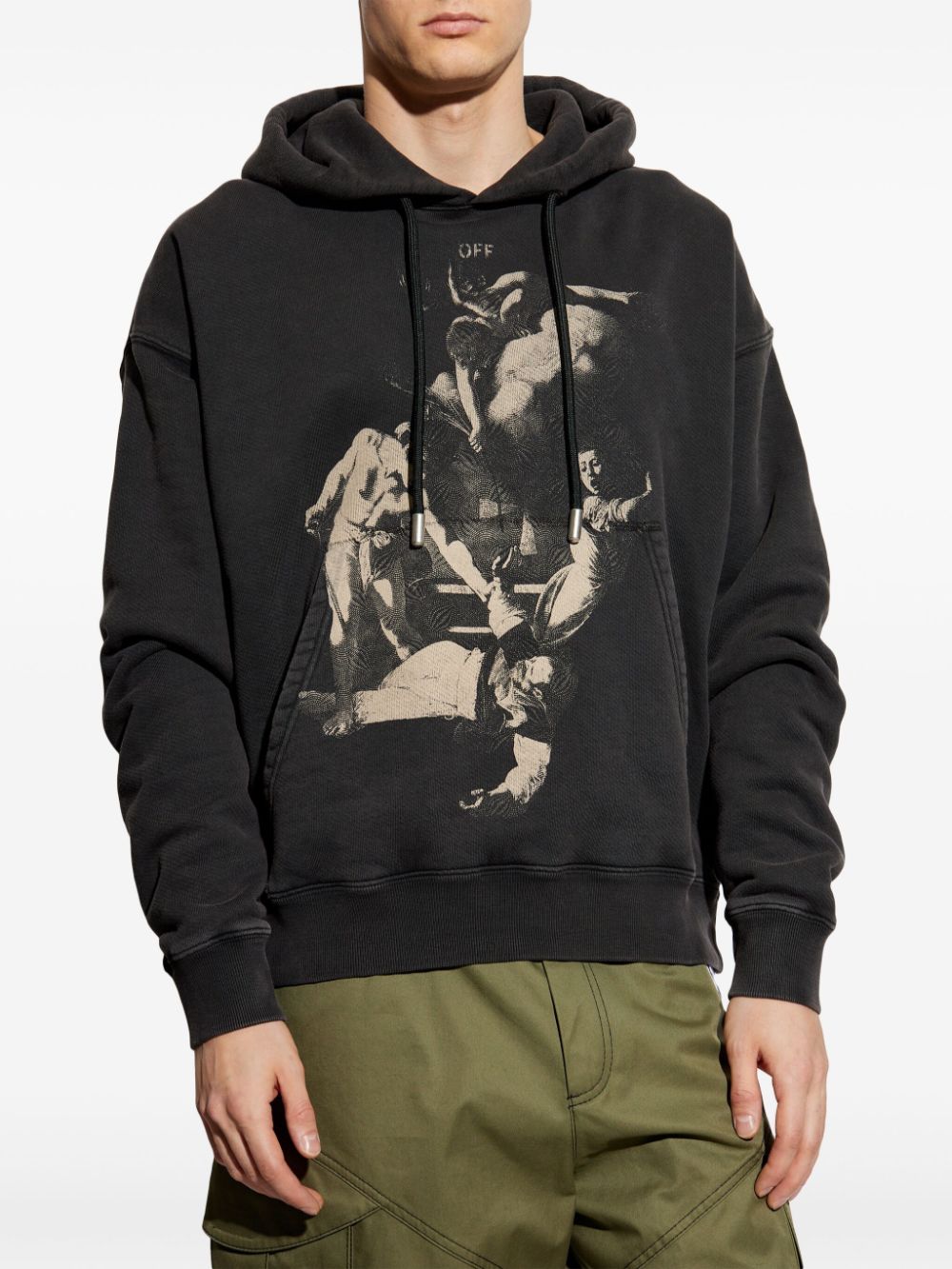 Off-White printed hoodie - Zwart