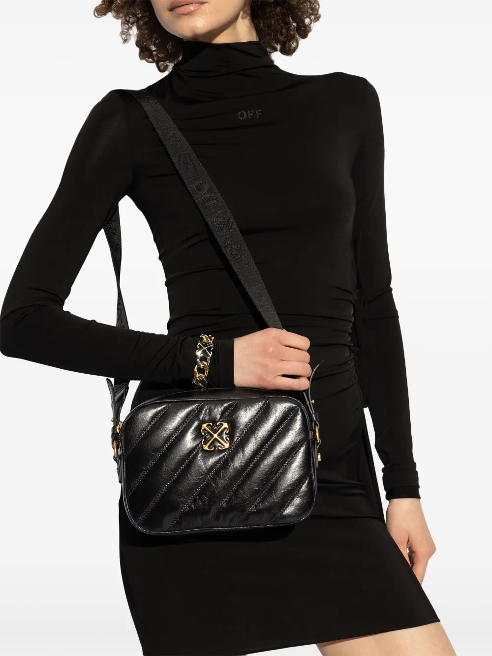 Off-White quilted shoulder bag - Zwart