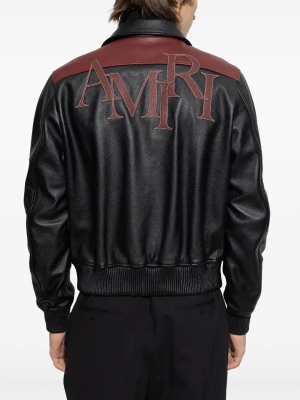 【即購入不可】Ameri LEATHER JACKET AMIRI logo-patch Leather Jacket | Black | FARFETCH ZA