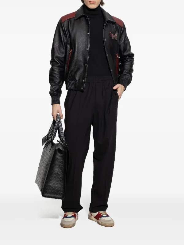 AMERI ♡ LEATHER JACKET AMIRI logo-patch Leather Jacket | Black | FARFETCH