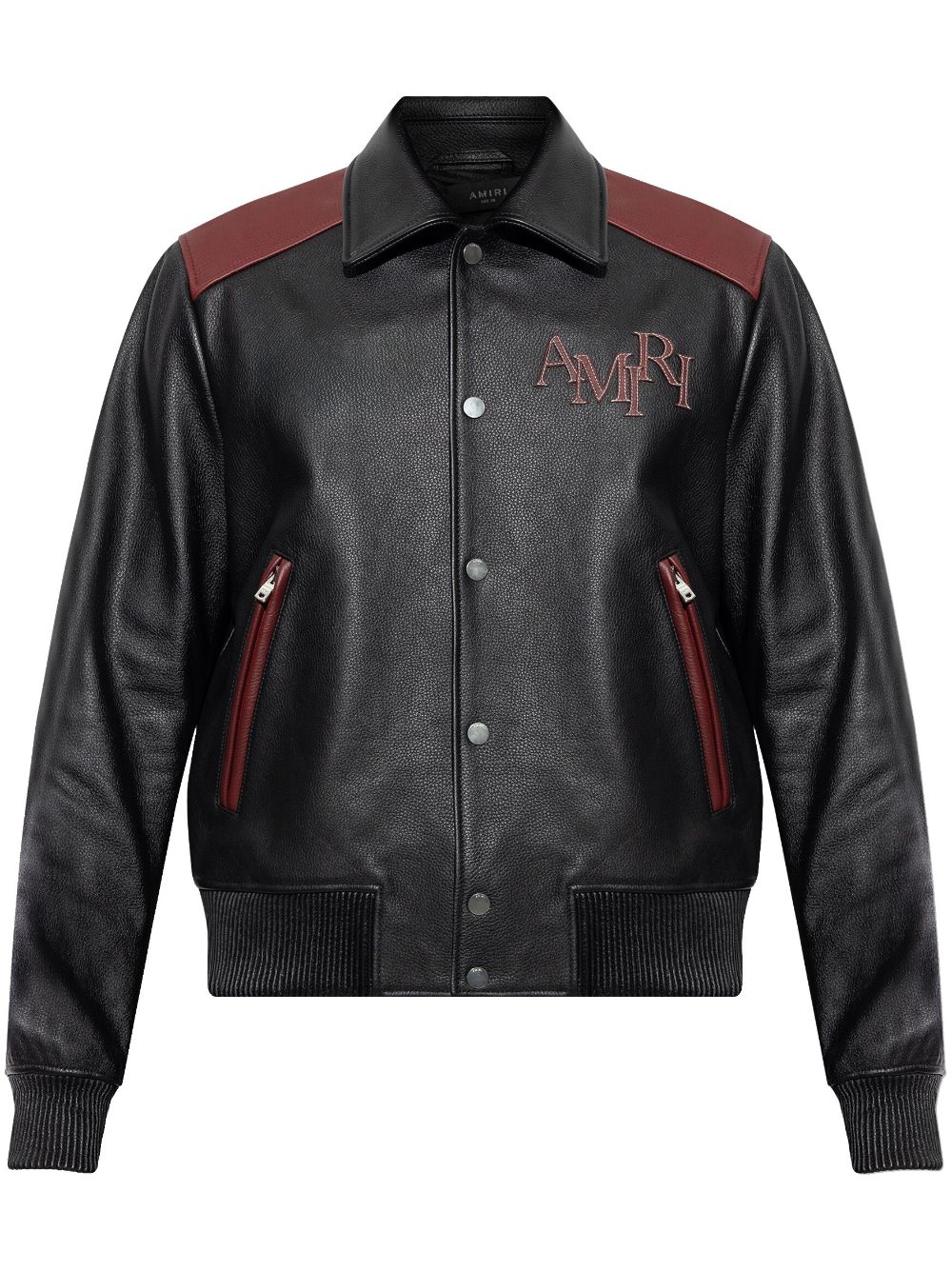 logo-patch leather jacket