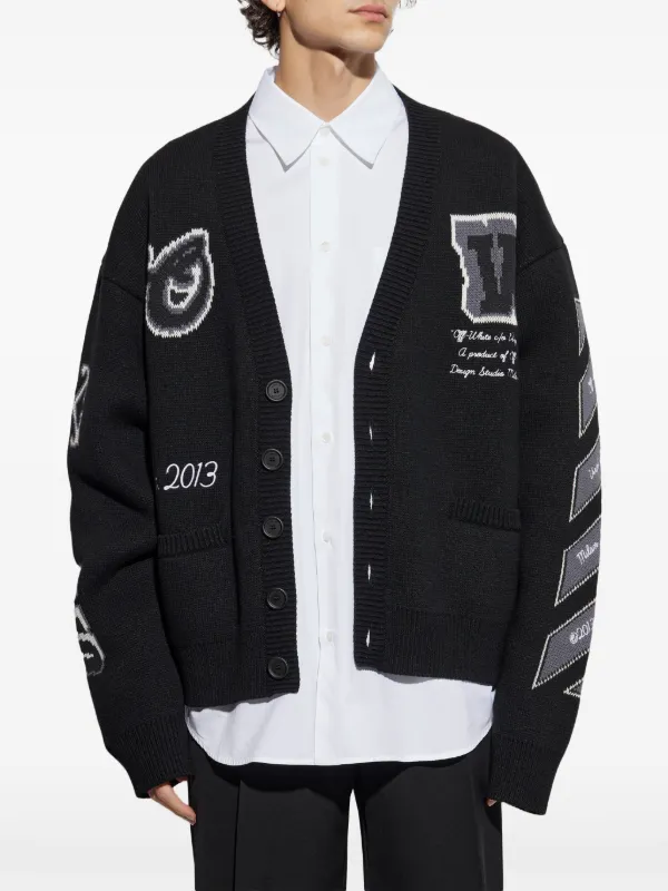【関税込み】off-white 'Varsity' cardigan Off-White Varsity Cardigan | Black | FARFETCH