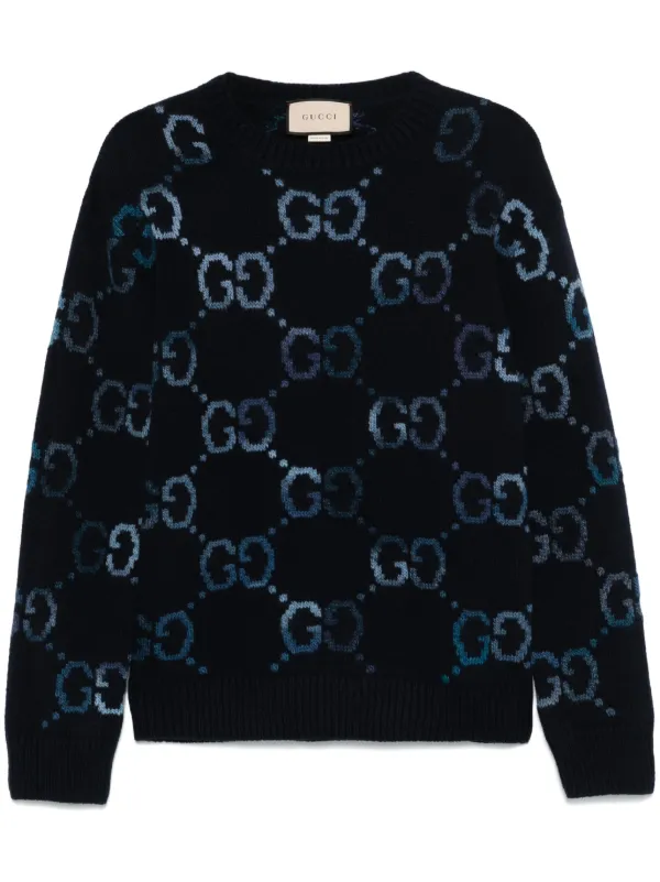 Gucci Pullover Mit GG-Intarsie Blau FARFETCH DE