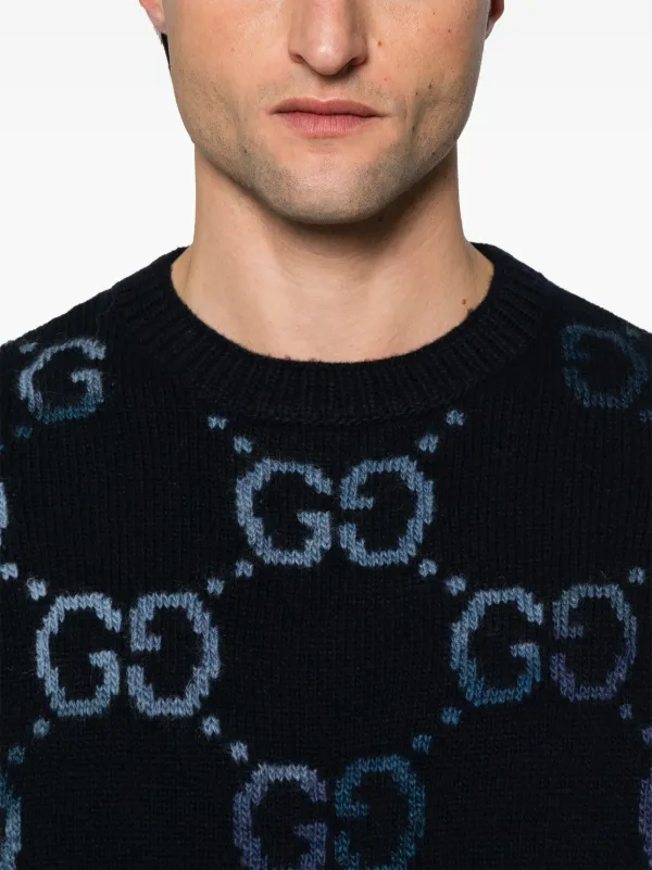 Gucci Pullover Mit GG-Intarsie Blau FARFETCH DE