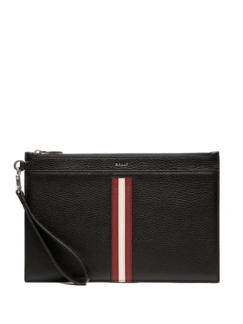 Bally top-zip grained-leather clutch bag 
