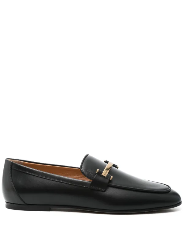 Tod's metal-bar Leather Loafers | Black | FARFETCH AO