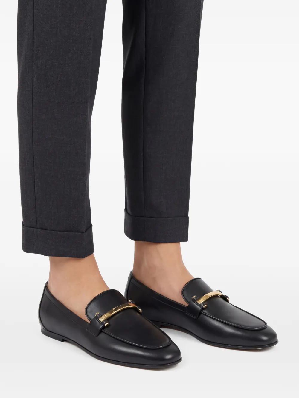 Tod's Leren loafers met metalen band Zwart