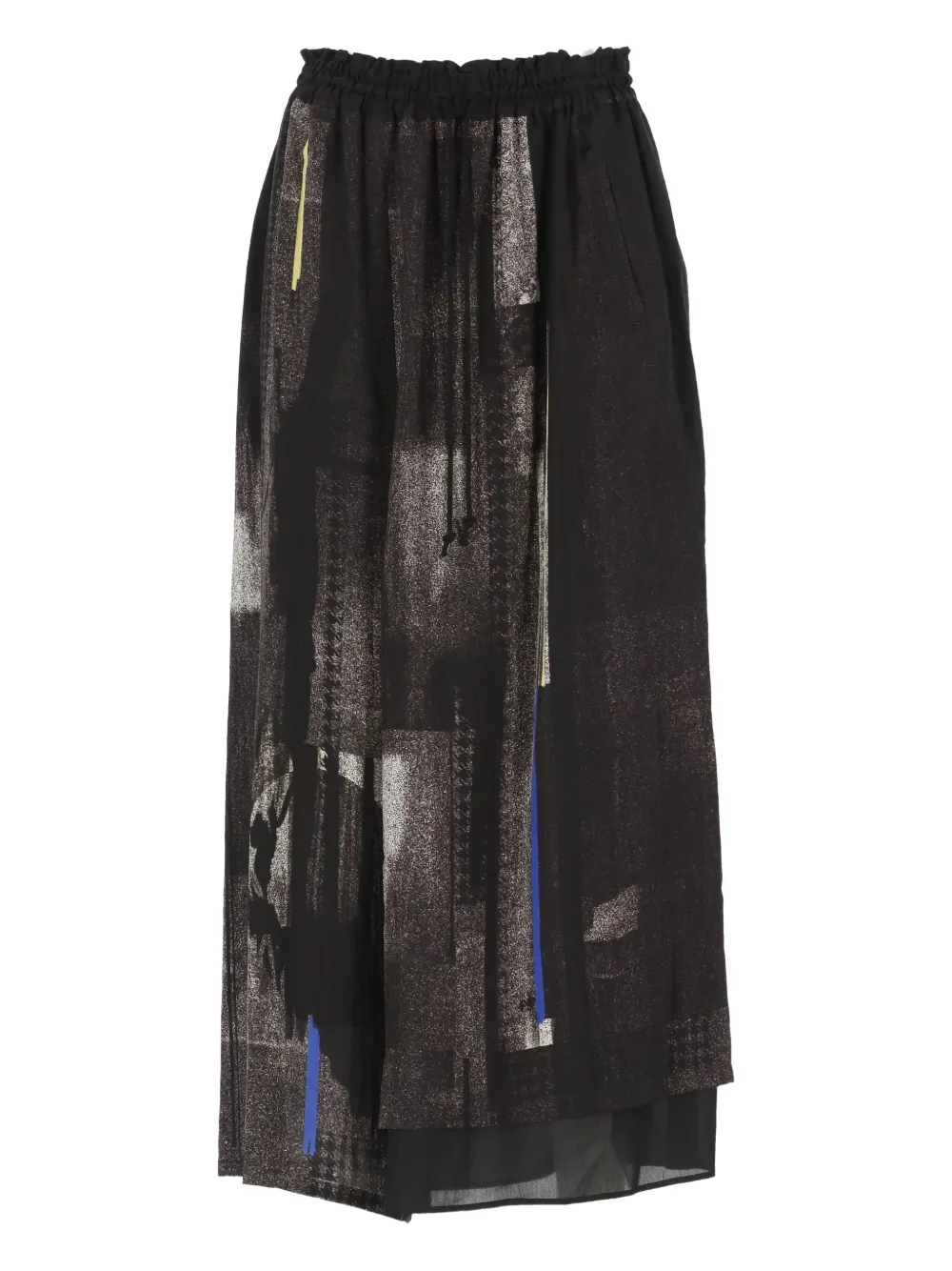 abstract-print draped skirt