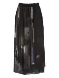 Y's abstract-print draped skirt - Black
