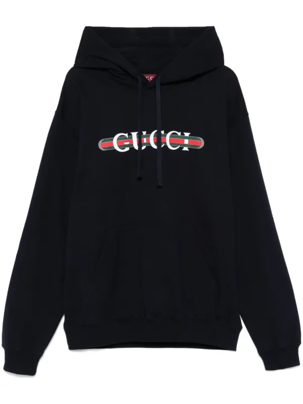 Gucci Printed Cotton Hoodie Blue FARFETCH ID