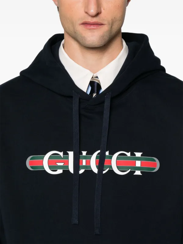 Gucci Printed Cotton Hoodie Blue FARFETCH ID
