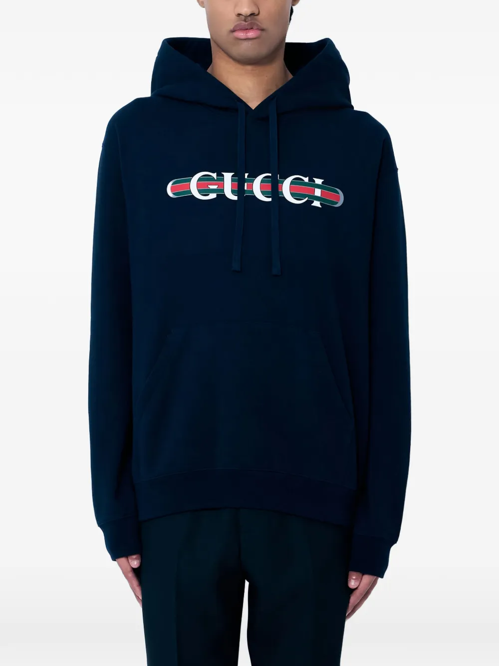 Gucci printed cotton hoodie - Blau