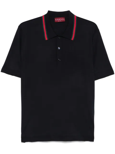 Gucci Web-trim knitted polo shirt