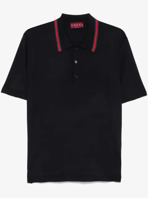 Gucci Web-trim knitted polo shirt