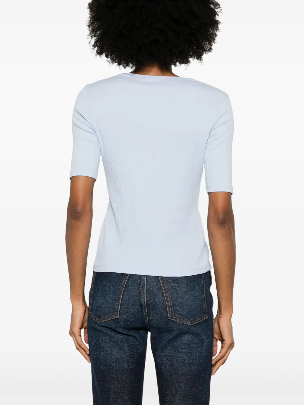 Vince Geribbeld katoenen T-shirt Blauw