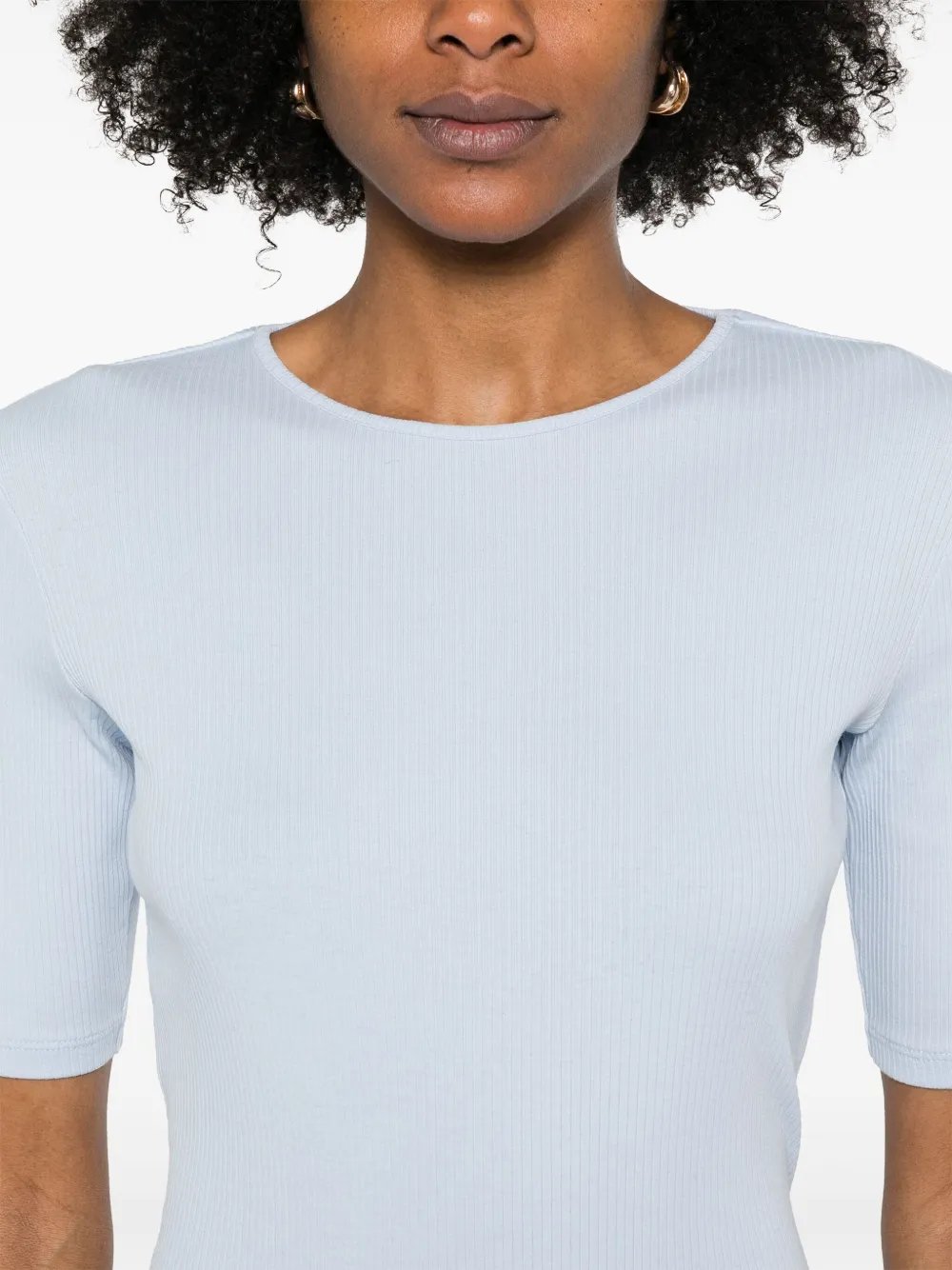 Vince Geribbeld katoenen T-shirt Blauw