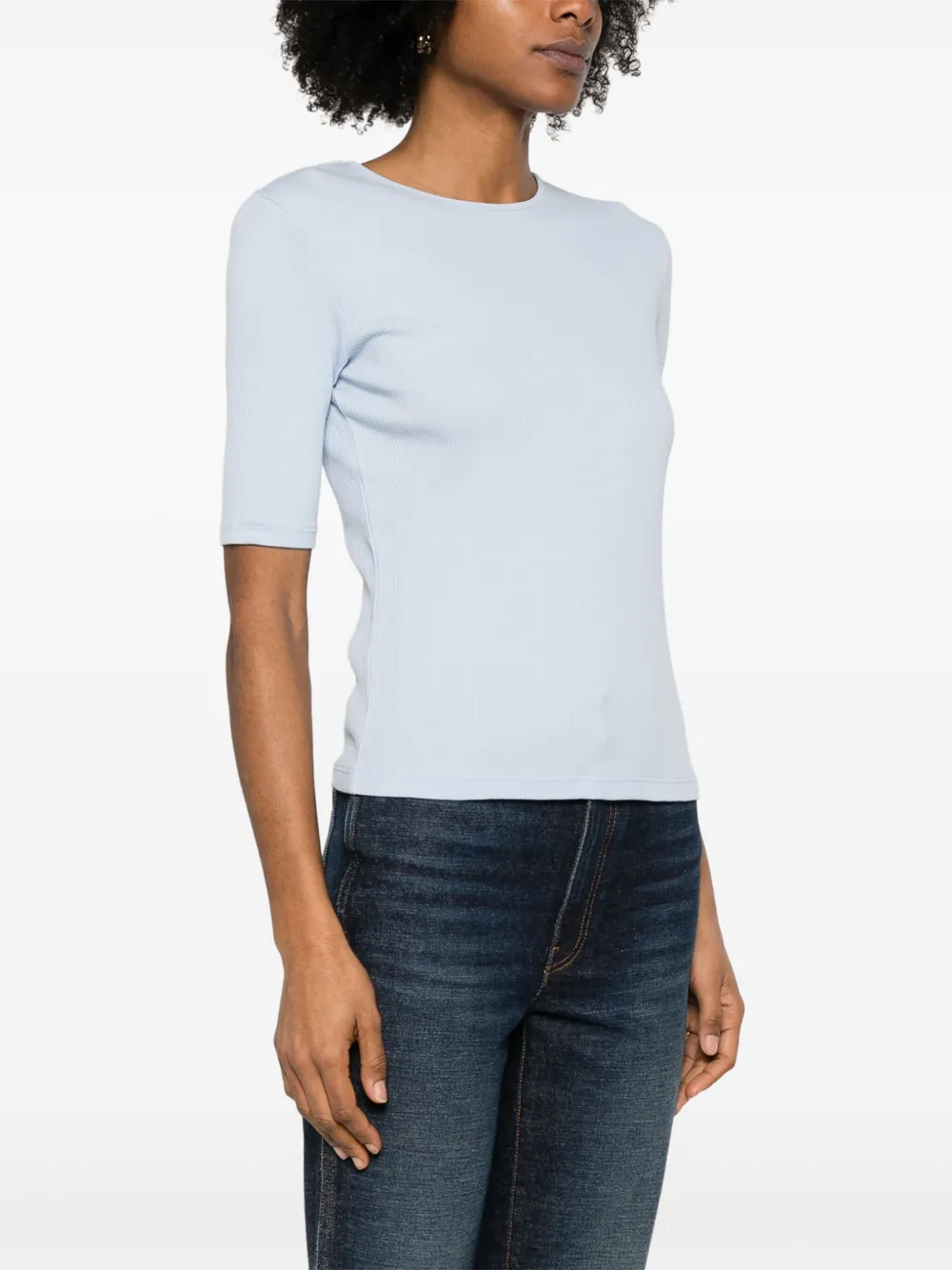 Vince Geribbeld katoenen T-shirt Blauw