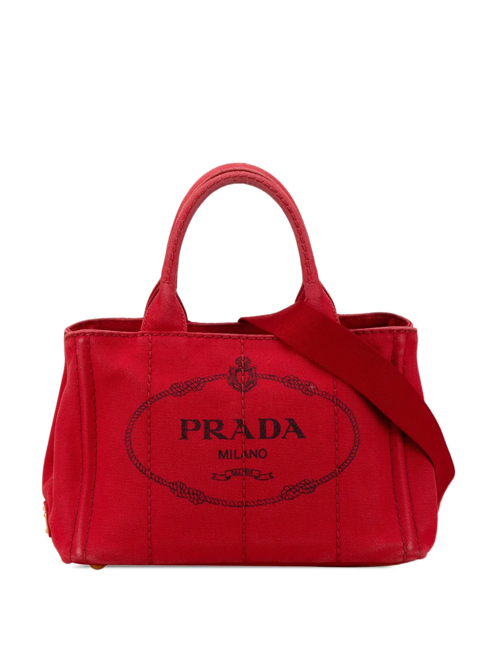 Prada Pre-Owned 2017 Small Canapa Logo satchel | Red | Image 1