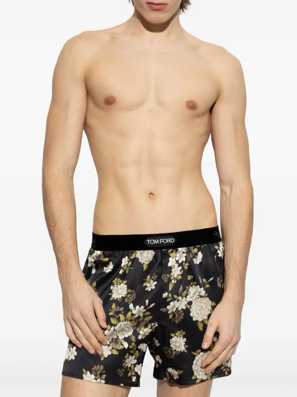 TOM FORD floral-print Satin Boxers | Black | FARFETCH