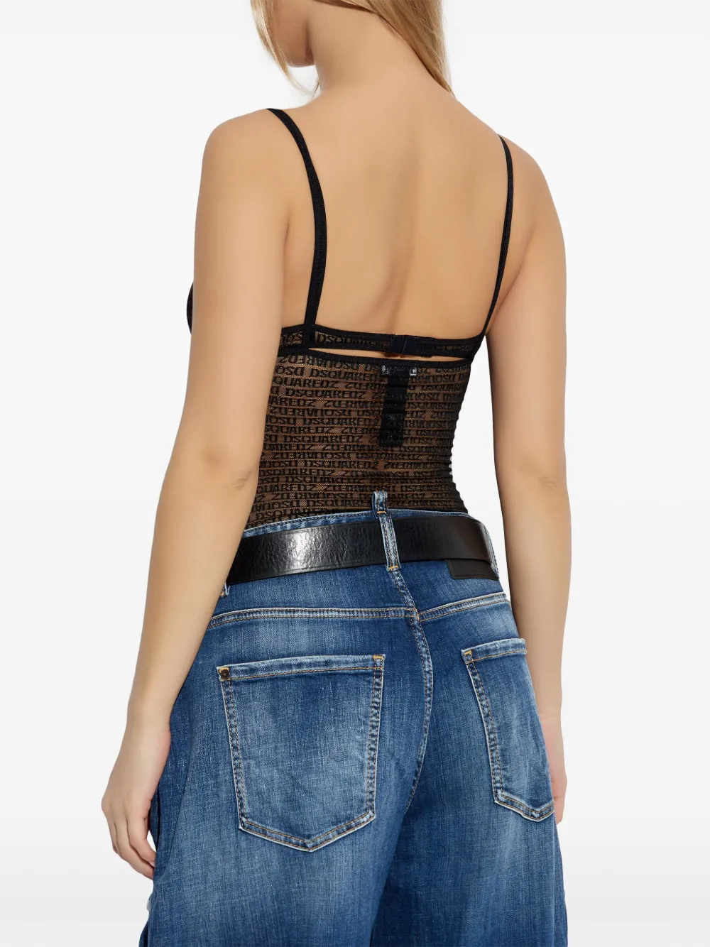 Dsquared2 Logo-jacquard Mesh Top In Blue