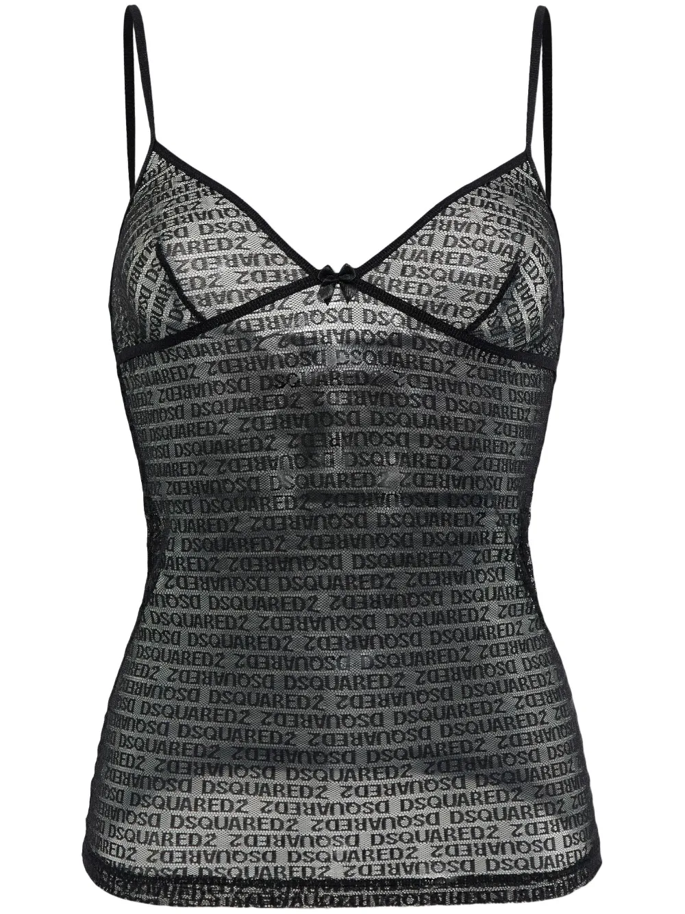 DSQUARED2 logo-jacquard mesh top | Black | Image 1