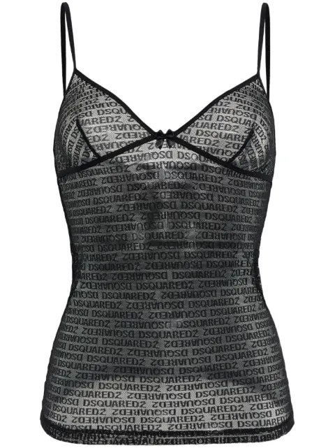 DSQUARED2 logo-jacquard mesh top