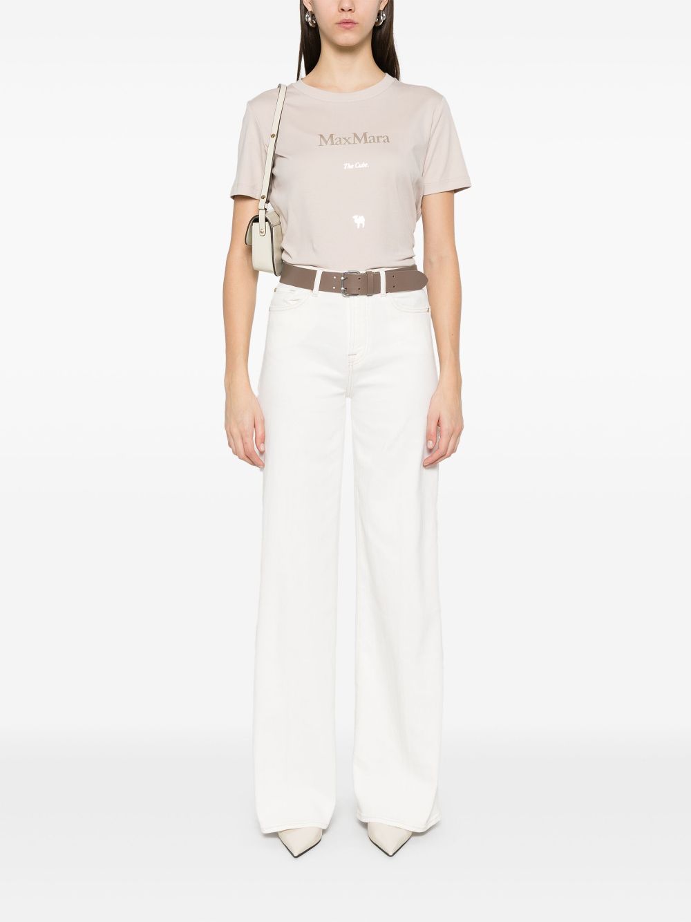 'S Max Mara T-shirt met logoprint - Beige