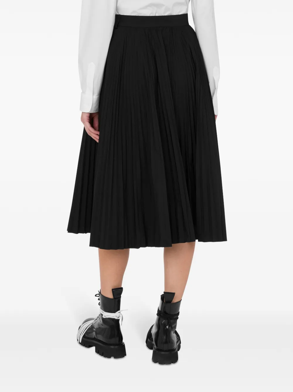 Shop Moschino Pleated Midi Skirt In Schwarz