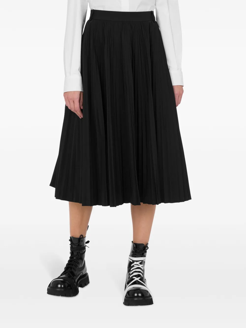 Shop Moschino Pleated Midi Skirt In Schwarz