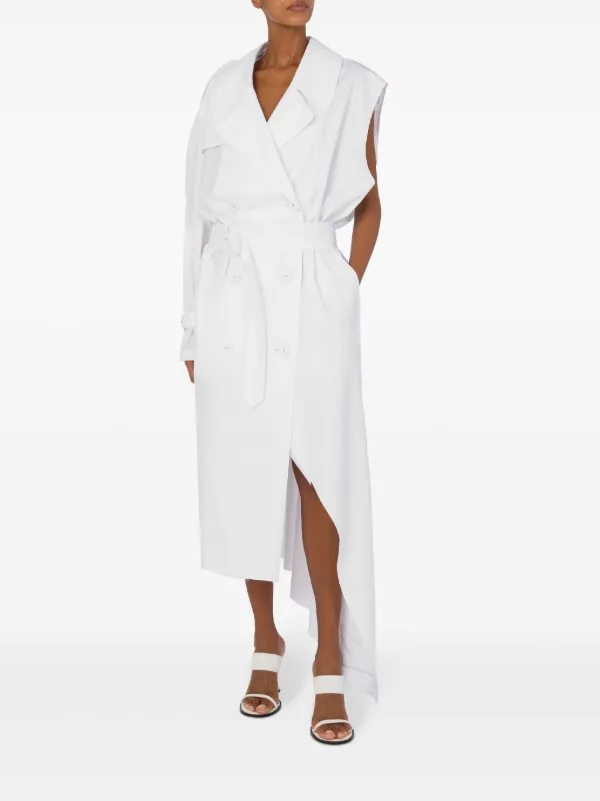 【関税&送料込み】Moschino Single-Breasted Trench Moschino single-sleeve Trench Coat | White | FARFETCH
