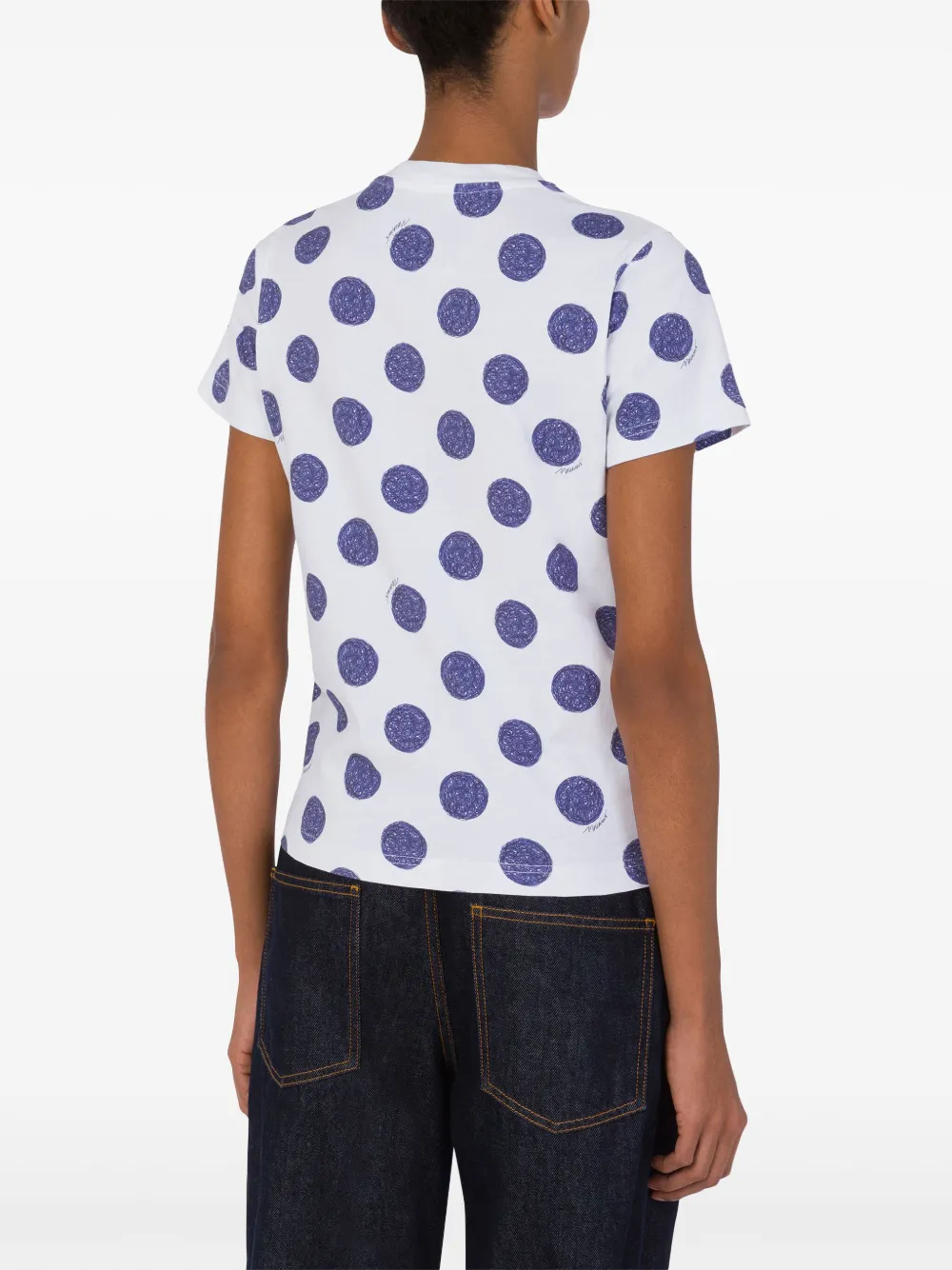 Shop Moschino Polka Dot-print T-shirt In White