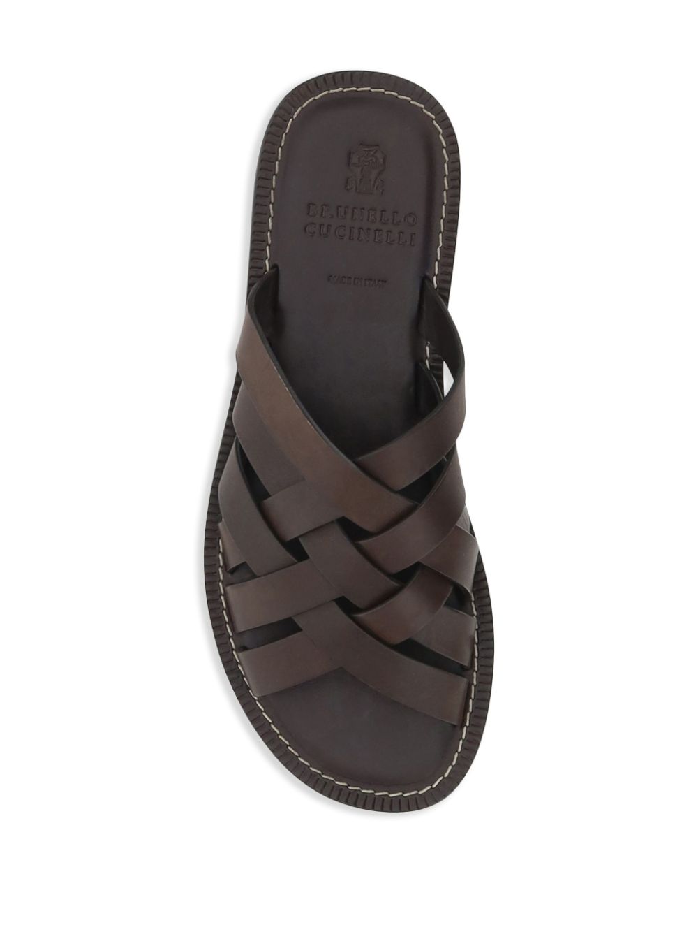 Brunello Cucinelli Slippers met bandjes Bruin