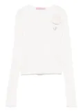 Miss Blumarine floral-appliqué sweater - White