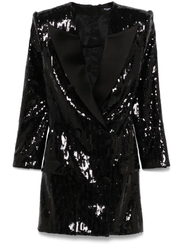 送料関税込み★BALMAIN★モノグラム スパンコール ミニドレス Balmain スパンコール ミニドレス | ブラック | FARFETCH JP