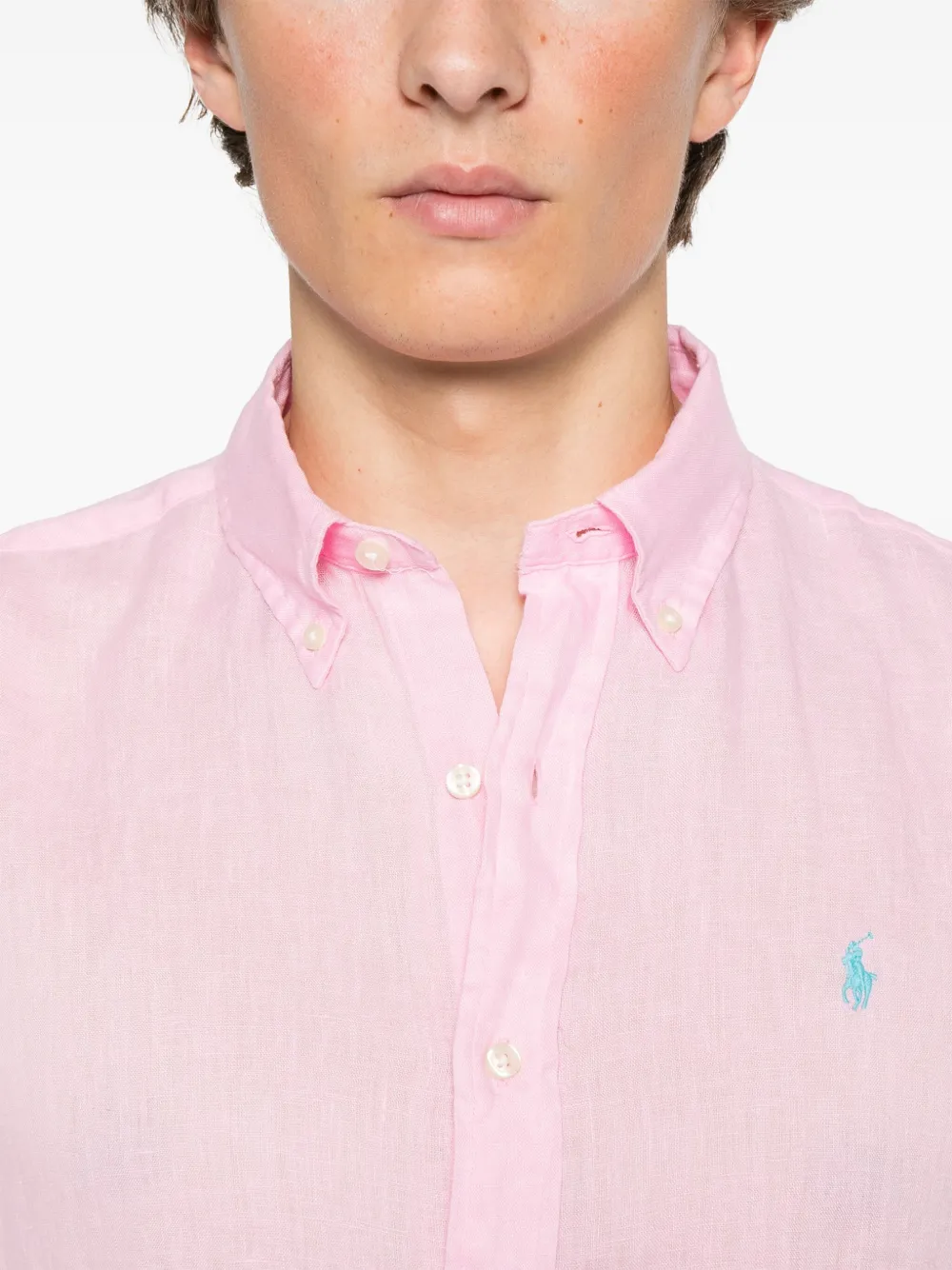 Shop Polo Ralph Lauren Polo-pony-motif Shirt In 粉色