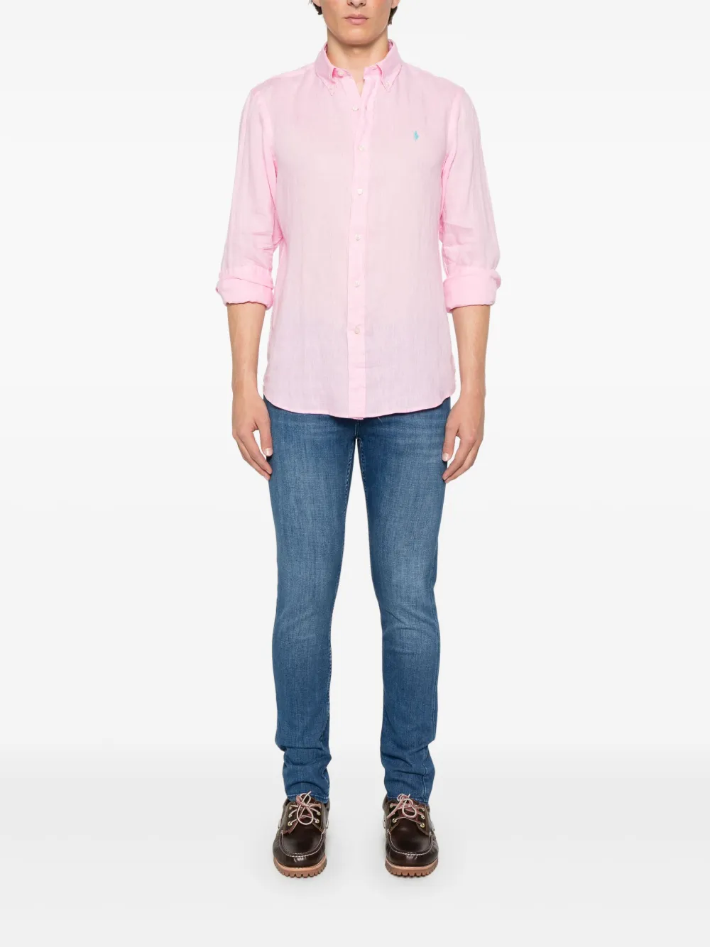 Shop Polo Ralph Lauren Polo-pony-motif Shirt In 粉色