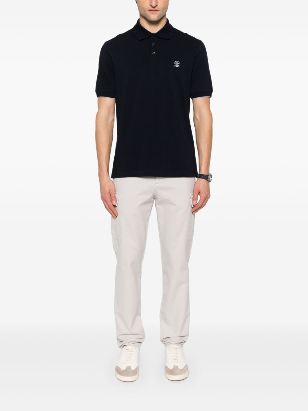 Brunello Cucinelli Poloshirt met geborduurd logo - Blauw