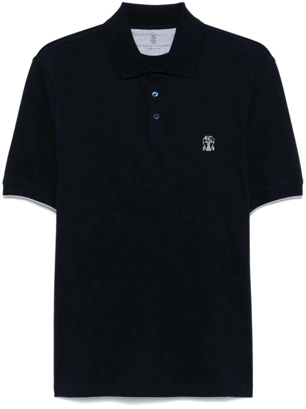 Brunello Cucinelli logo-embroidered polo shirt - Blue